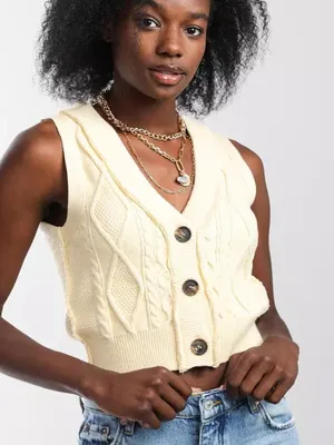Free People Denson Cropped Sweater Vest size M thumbnail 1