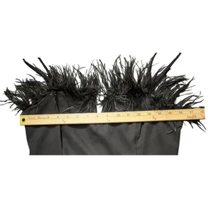 Emory Park Womens Sleek Mini Party‎ Dress Black Ostrich Feather Trim Bodycon L thumbnail 7