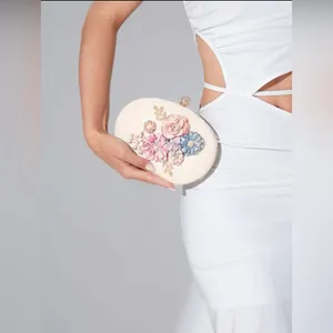 Floral Clutch Evening Bag with Rhinestone Opening thumbnail 13