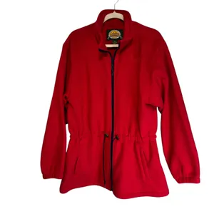Cabelas Red 1990's Vintage Fleece Jacket Womens XL Full‎ Zip Drawstring Waist thumbnail 9