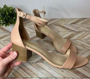 Lulu’s | women blush pink nude strappy heels open toed thumbnail 1