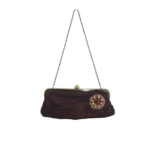 Brown‎ Beaded Evening Bag Party Clutch Purse Formal Occasion Chain Strap thumbnail 2