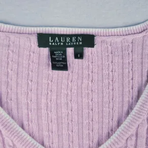 Lauren Ralph Lauren Women's Pink Cable Knit V Neck Sweater‎ 3/4 Sleeve Size S thumbnail 4