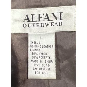 ALFANI Brown GENUINE LEATHER JACKET COAT Button Front Women's Large thumbnail 9