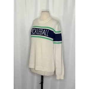 ALASHAN Cashmere Pickleball Sweater Pullover Sporty Text Script Preppy X thumbnail 4