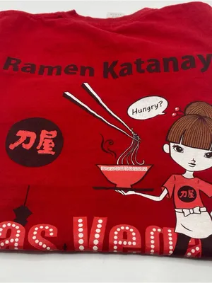 Gildan Ramen Katanaya T Shirt Las Vegas Japanese Snack Tee Womens Red Small Noodles thumbnail 4