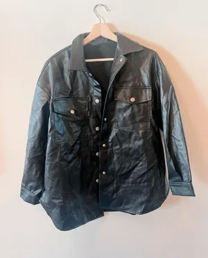 Faux Leather Jacket Black thumbnail 1