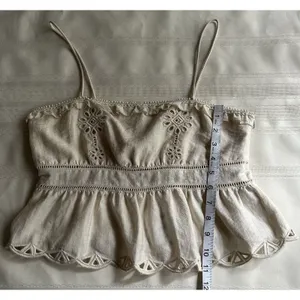 Zara Embroidered Peplum Top Beige/ Cream Size S New with Tags Women’s thumbnail 8