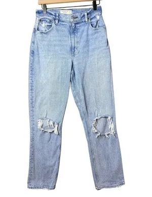Abercrombie Womens Curve Love The 90’s Straight Ultra High-Rise Jeans 28 thumbnail 1