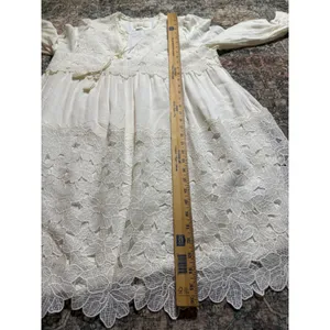 Anthropologie Ivory Lace Mini Dress‎ Large Boho Bridal Cottagecore Honeymoon thumbnail 7