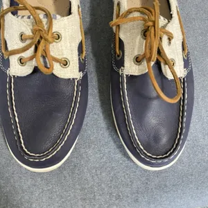 Sperry Women's Topsiders Women's 8M Blue Leather/Linen Canvas Close Toe Shoes thumbnail 3