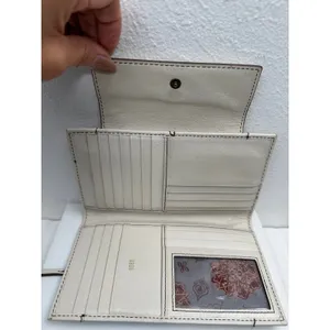 HOBO International Ivory Leather Continental Wallet Contrast Stitch Zip Pocket thumbnail 5