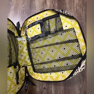 Vera Bradley Tech Organizer Baroque Black Yellow Floral Zip Mesh Pockets thumbnail 5