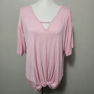 Forgotten Grace Pink Knot Front Top 2X Bohemian Pastel Clean Girl Feminine thumbnail 3