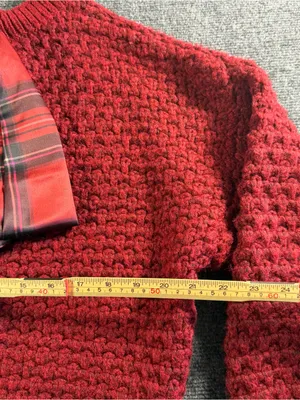Altar'd State Betty Plaid Burgundy Tieback Textured Crewneck Crop Sweater Sz M thumbnail 5
