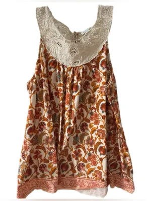 Sundance Cream Lace‎ Top Floral Summer Hippie Boho size Large thumbnail 2