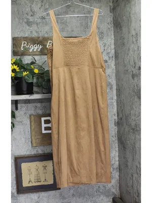 Future Collective Womens 90's Suede Midi A-Line Dress 94642520 Brown L thumbnail 2
