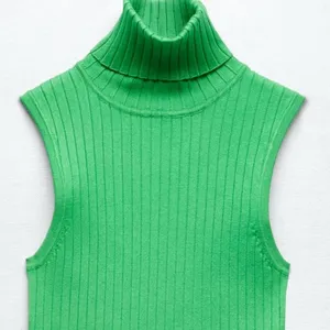 ZARA Green Turtleneck Top thumbnail 1
