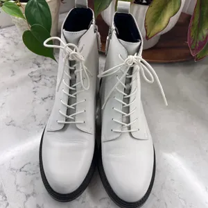 Sam Edelman Nina White Leather Lace Up Side Zip‎ Combat Boots Womens 9M 39 thumbnail 6