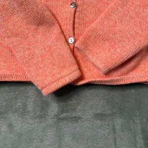 L.L.Bean Cotton Knit Cardigan Sweater Womens M Orange Marbled Layering Preppy thumbnail 5
