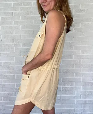 Free People Too Far snap tunic jumper dress in yellow thumbnail 3