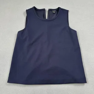 Ann Taylor Navy Blue Sleeveless Shell Top XS Keyhole Back Stretch Blouse thumbnail 1