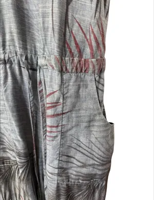 Anthropologie Level 99 Women's Sz M Jumpsuit Gray Chambray Tropical Linen Blend thumbnail 4