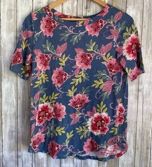 Loft Floral Denim Style Blouse •Small thumbnail 1