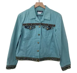 Vintage Y2K Nancy Bolen Southwestern Leopard Western Denim Jacket City Girl 10 thumbnail 1