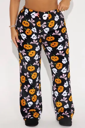 Halloween nwot size XL Pumpkin ghost bows Lounge Pants - Black/Orange thumbnail 1