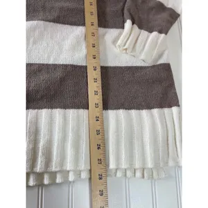 Sanctuary Womens Striped Mock Neck Cozy Warm Sweater Brown Cream Oversized L thumbnail 7