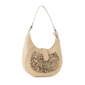 NWT Western Alanna Embossed Leather Mini Hobo Bag in Vanilla Noir thumbnail 2