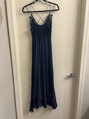 Free People Adella Navy Blue Maxi Dress XS thumbnail 8