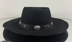 ROCKMOUNT RANCH WEAR Black Felt Wool Silver Concho Edgy Western Cowboy Hat thumbnail 2