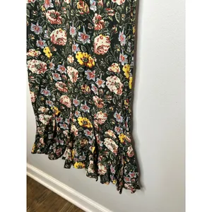 RHODE Black White Yellow Floral Lulani Crew Neck Short Sleeve Cocktail Dress 2 thumbnail 10