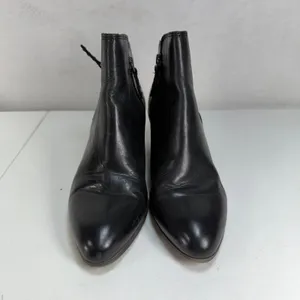 Frye 8.5 Judith Double Zip Ankle Boot Leather Block Heel Pointed Toe Black Boho thumbnail 4