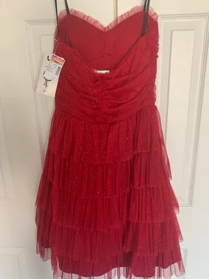 Red Sparkles Dress Size 4 thumbnail 3