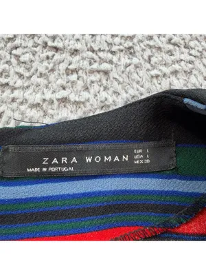 Zara Woman Multicolor Striped Shift Mini Dress Size Large Short Sleeve thumbnail 4