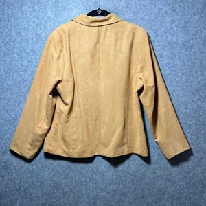 Studio Works Womens Camel Tan‎ Faux Suede Two Button Blazer Jacket Size 14 thumbnail 7