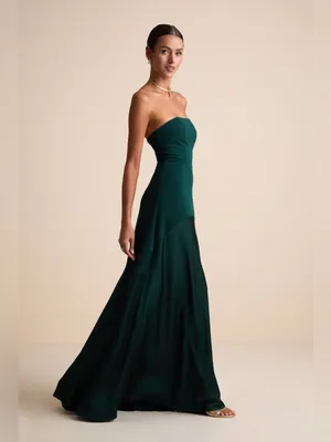 Lulus Compelling Style Emerald Strapless A-Line Maxi Dress Size Large NWT Formal thumbnail 3