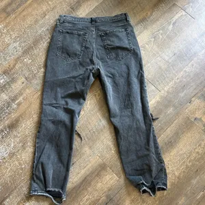 Abercrombie & Fitch Ankle Straight Ultra High Rise Distressed Black Jeans 32 14R thumbnail 5