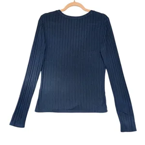 State of Day Intimates Blue Ribbed Henley Pajama Set Long Sleeve Wide Leg Small thumbnail 5