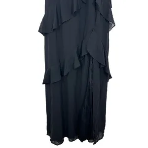 Lulus Black Ruffle Spaghetti‎ Strap Maxi Dress Formal Evening Occasion Chiffon thumbnail 11