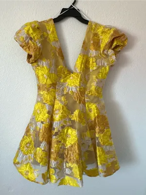 Showpo Brailey Jacquard Puff Sleeve Mini Dress sz 10 NWT thumbnail 2