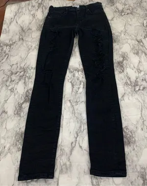 AGOLDE Black Distressed Skinny jeans Denim size 26 high rise thumbnail 6