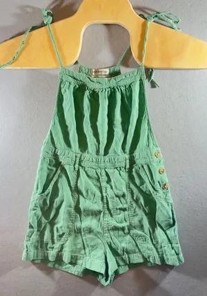 500 |‎ Urban Outfitters Boho Linen Blend Tie Shoulder Romper Green Womens S thumbnail 1