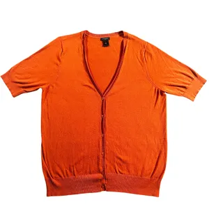 Ann Taylor XL Burnt Orange Short Sleeve Button Cardigan thumbnail 3