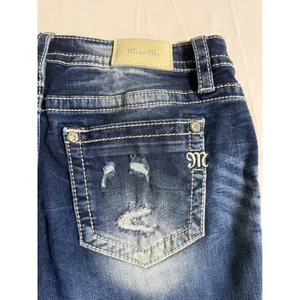 Miss Me Curvy Skinny Distressed Jeans Medium Wash Raw Hem M584B Size 33 thumbnail 7