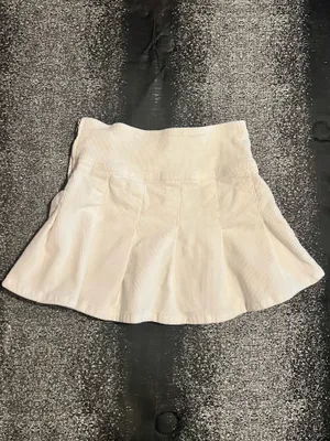 Womens small Aeropostale Pleated High-Waisted Corduroy Mini Skirt-cream thumbnail 3