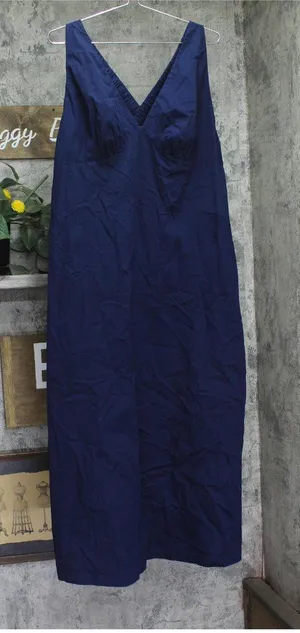A New Day Cotton Sleeveless Adjustable Strap Open Back Maxi Dress Navy Blue XL thumbnail 1